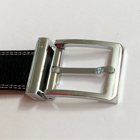 DUNHILL black leather silver square buckle belt - Picture 3 of 10